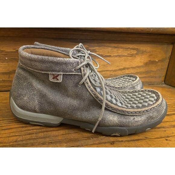 Twisted X Men's 6.5 Casual Gray Leather Basket Weave Driving Mocs MDM0073 - Picture 1 of 8